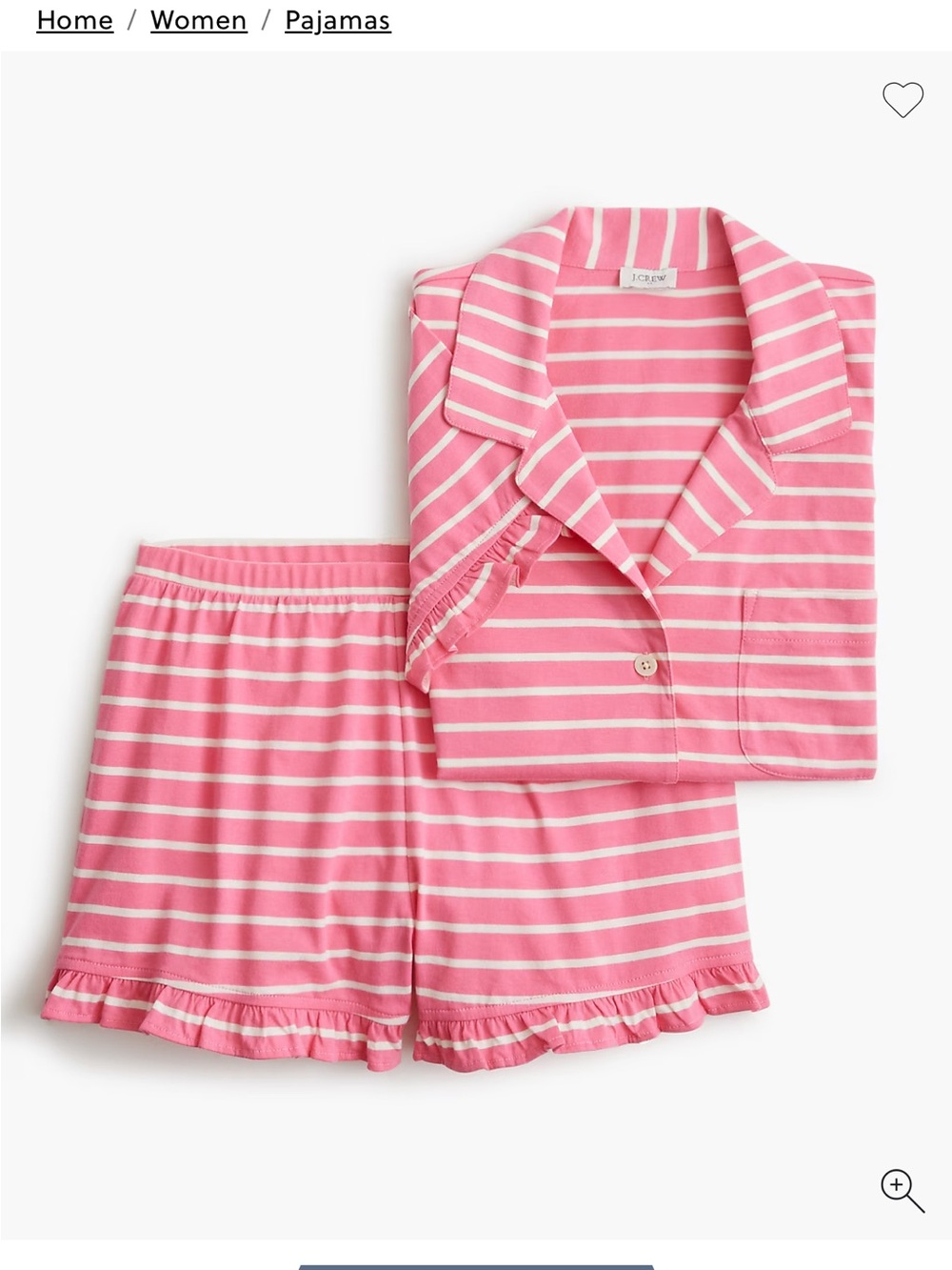NWT J.Crew Factory Pink & White Striped Short Pajama Set Size M